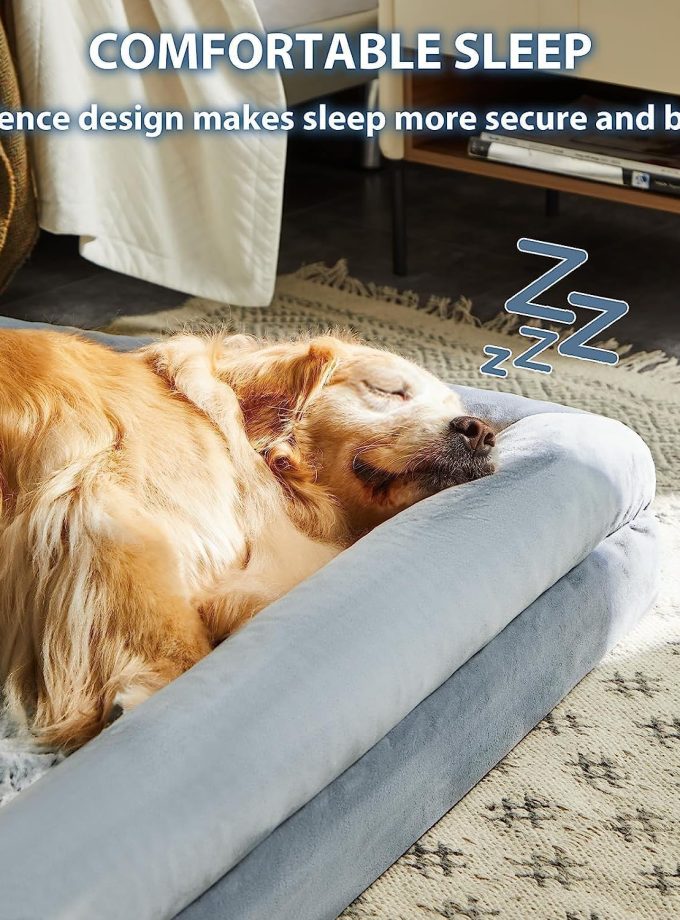 Washable Dog Beds for Large Dogs, XL Dog Couch, Orthopedic Dog Sofa Bed with Removable & Waterproof Cover, Extra Large Dog Bed with Bolster Sides for Sleeping, Big Dog Couch Bed with Sides